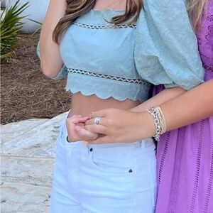 Tularosa scalloped embroidered top